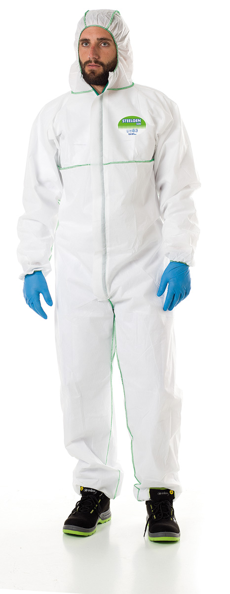 1188-B3456 PRO Vêtements jetable Risque chimique STEELGEN 5000
Combinaison jetable, risques chimiques de types 3, 4, 5 et 6. Protection agents Infectieux (EN14126). Antistatique(EN1149-5) et protection contre la contamination radioactive (EN1073-2).