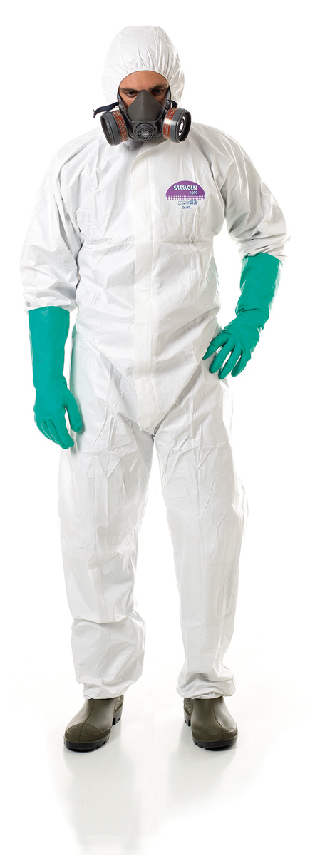 1188-B56 PRO Vêtements jetable Risque chimique STEELGEN 1000
Combinaison jetable, risques chimiques de types 5 et 6. Protection agents Infectieux (EN14126). Antistatique(EN1149-5) et protection contre la contamination radioactive (EN1073-2).
