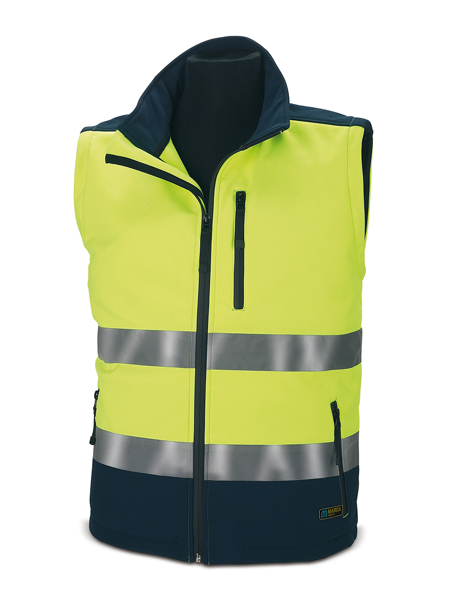 288-CSFY/A High visibility Soft-Shell Windbreaker SOFT-SHELL. Bicolor with detachable sleeves.