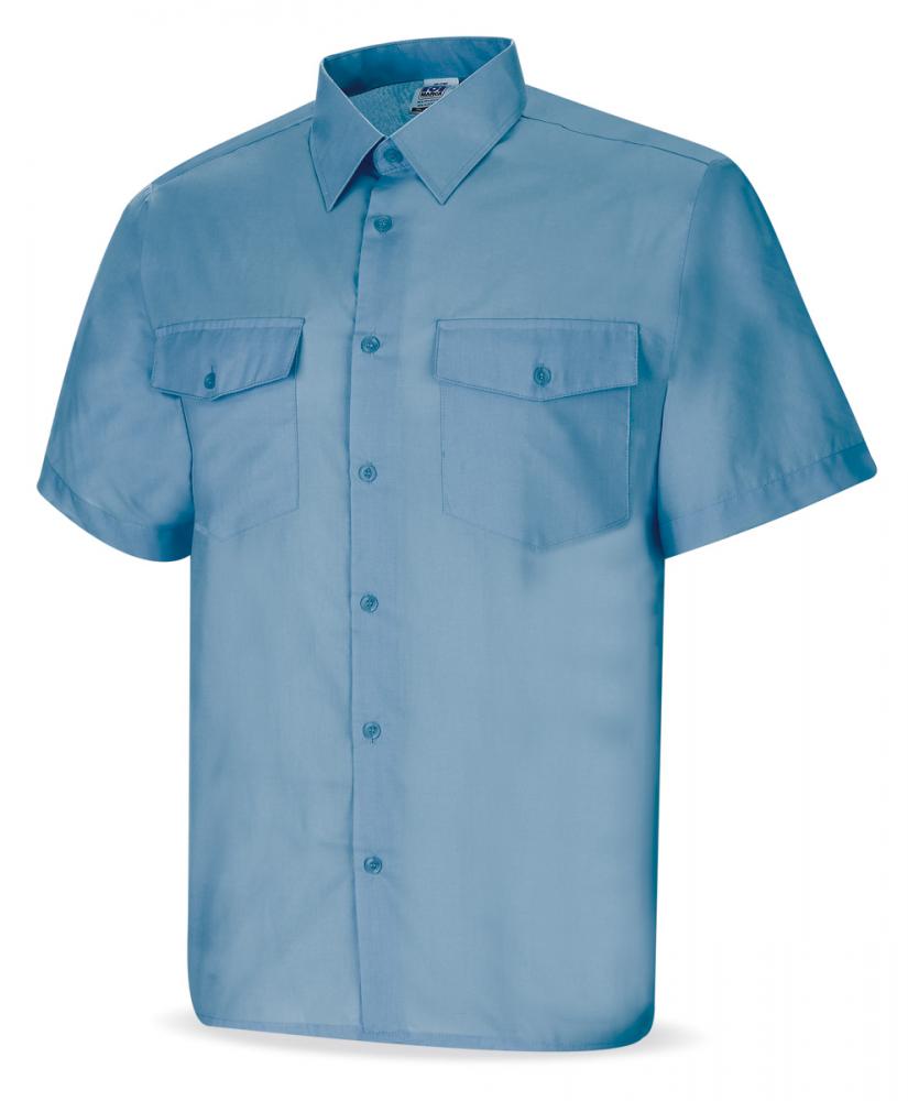 388-CCMC Vestuario Laboral Camisas Manga curta. Tergal. Cor celeste