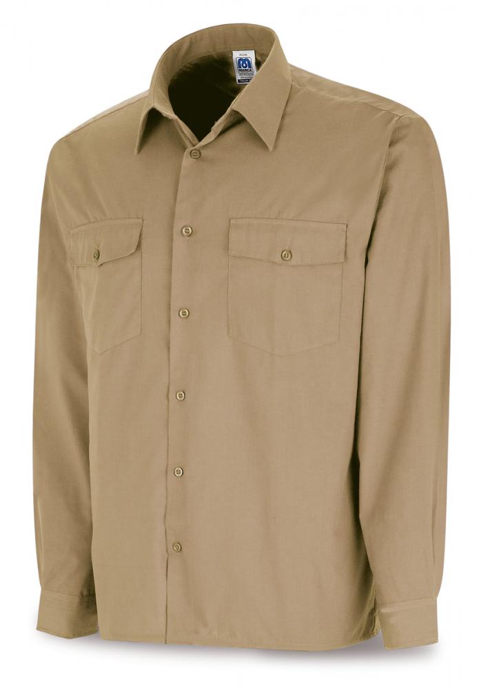 388-CMML Vestuario Laboral Camisas Camisa beige poliéster/algodón 95 gr. Manga larga