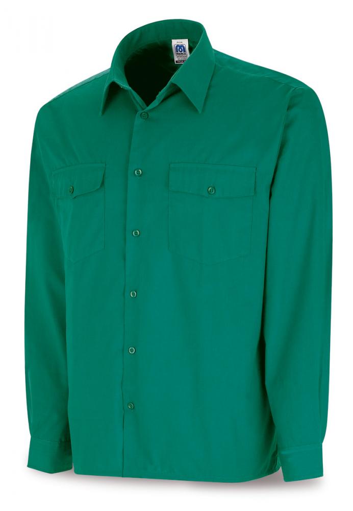 388-CVML Vestuario Laboral Camisas Camisa verde poliéster/algodón 95 gr. Manga larga