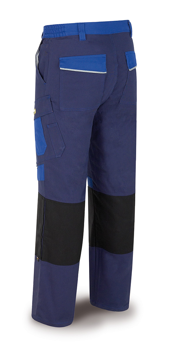 588-PAZA Vestuario Laboral Pro Series Calças tergal canvas 245 g.Cor azul marinho/azulina.
