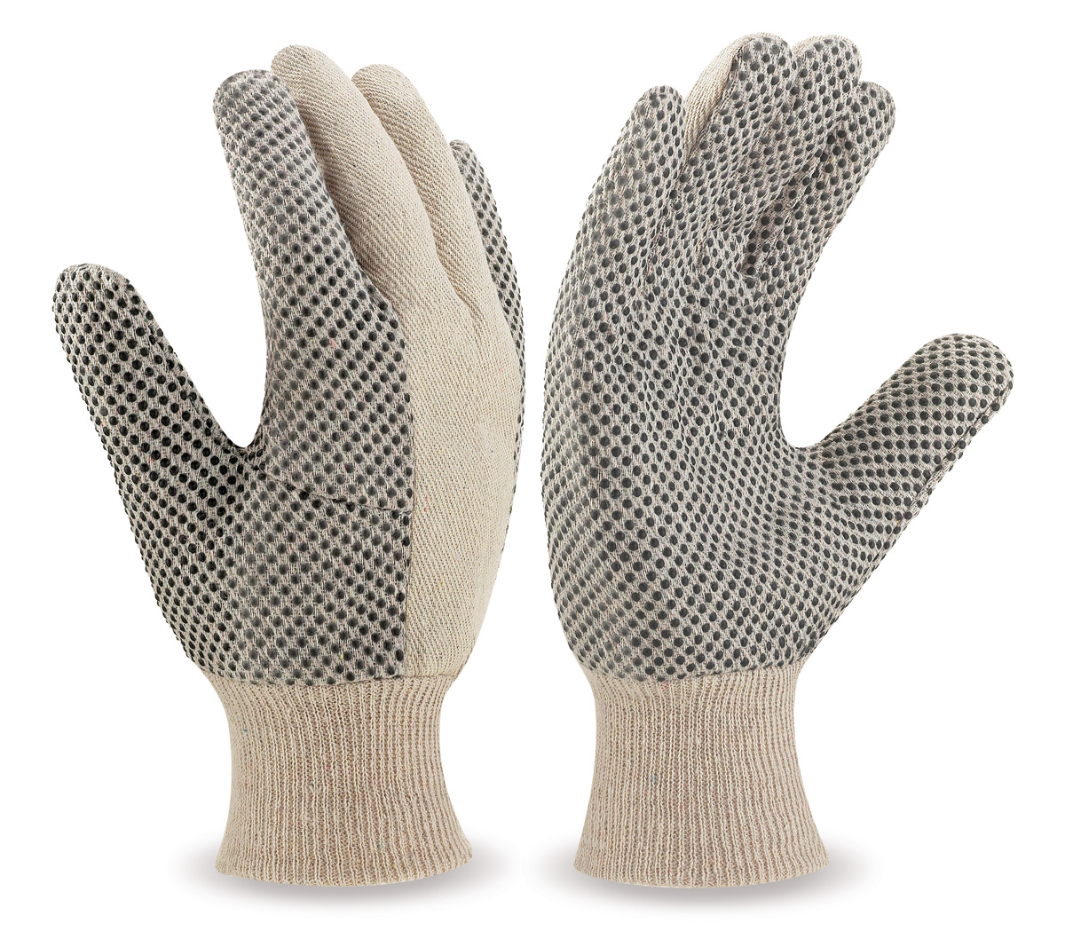 688-G Luvas de Trabalho Algodão Luva de lona de algodão, com pontos de PVC na palma da mão 