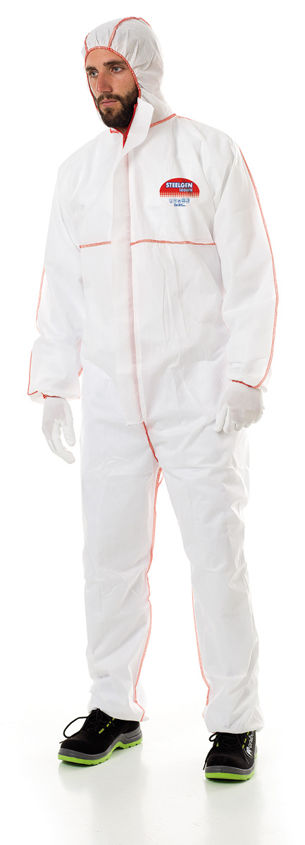 1188-B56 FR Disposable Clothing Chemical regulation STEELGEN 1000 FR
Disposable chemical risk diver type 5 and 6. Flame retardant.Antistatic (EN1149-5), limited flame protection (EN14116)and protection against radioactive particles (EN1073-2).