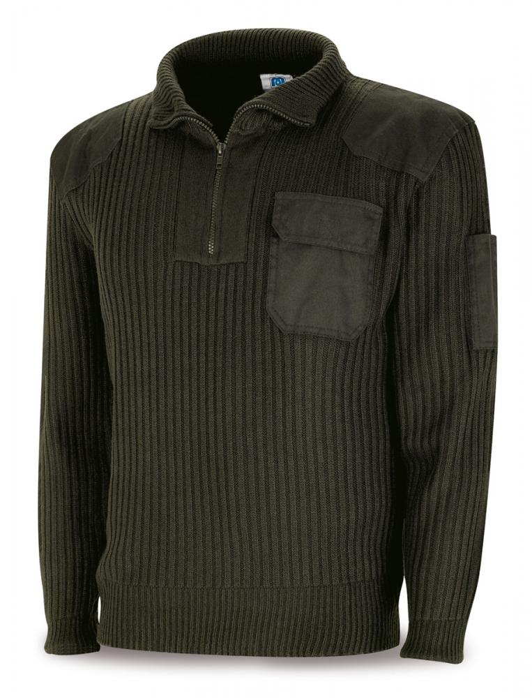 1288-JCV Workwear Jerseys Jersey with neck zipper 450 gr. Green. 100% acryllic