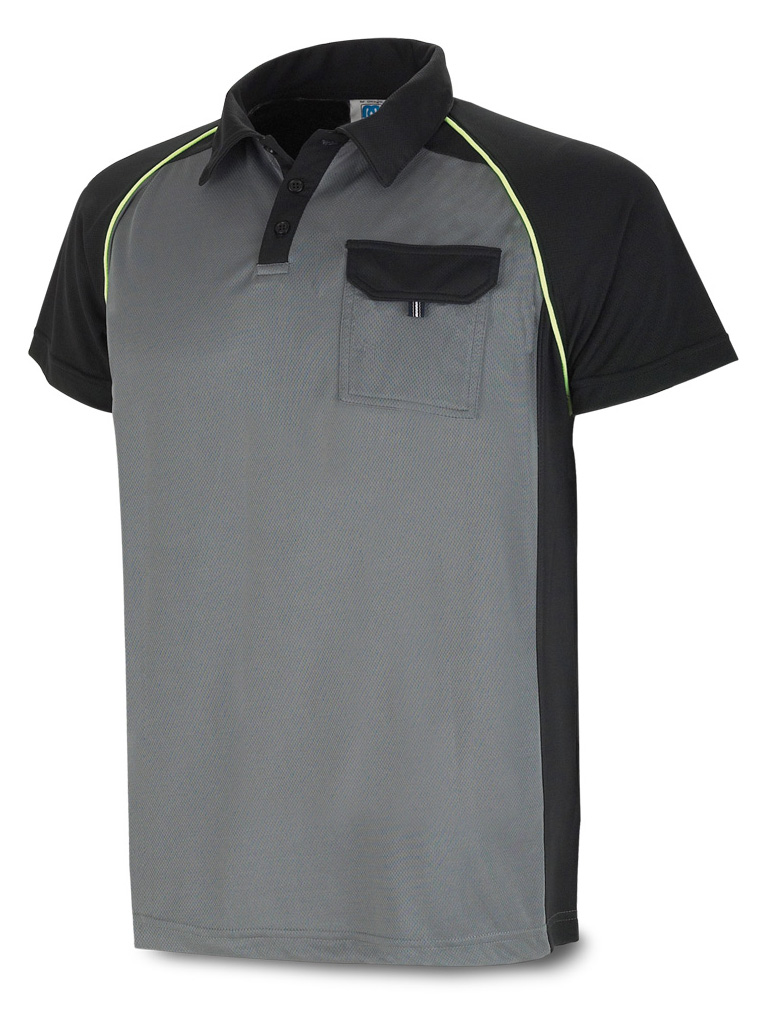 1288-POLGN Workwear Pro Series Short sleeved Polo. Dark Grey/Black