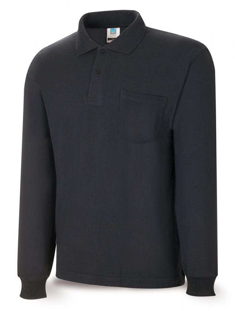1288-POLNML Workwear Polos Long-sleeve shirt. 100% cotton. Black. 220g.