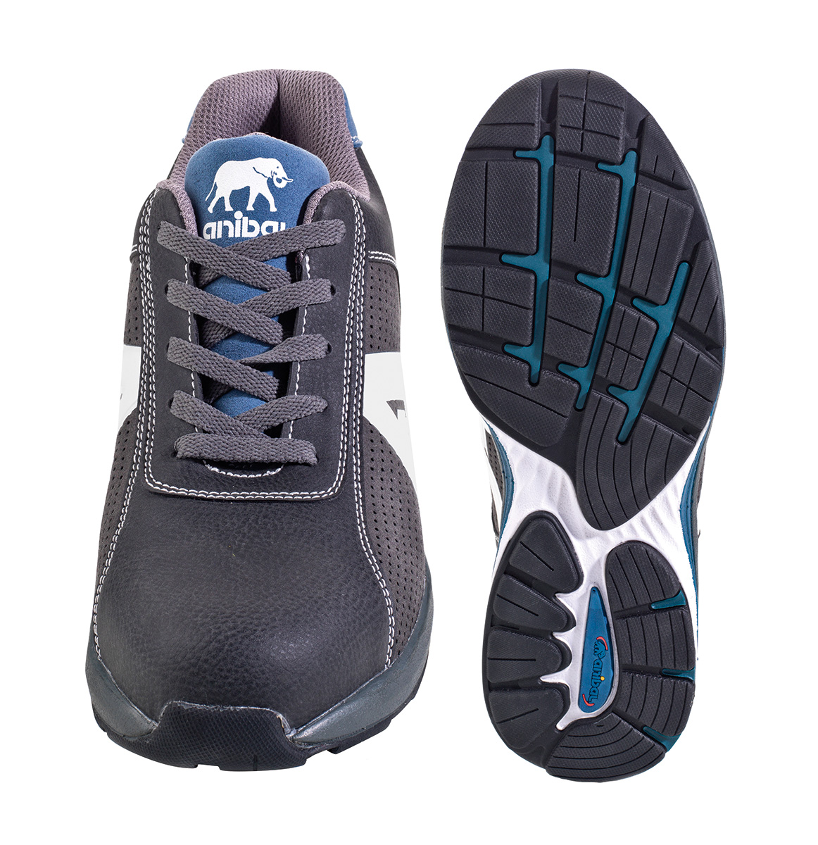 1688-ZO Calzado de Seguridad Sporty  Zapato mod. “OLIMPIA”. Zapato piel microfibra tipo Nobuk en S1P. Suela de Poliuretano doble densidad SRC.