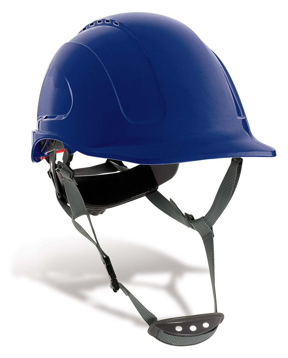 2088-CMV A Head Protection Helmets Mod. 'MOUNTAIN'. ABS locking roulette helmet, 6-point textile  harness and chin strap. Blue