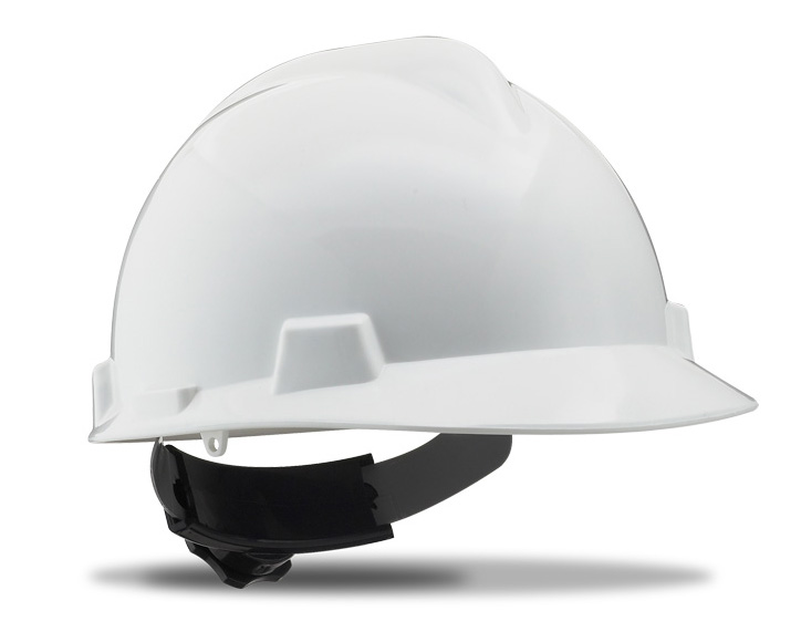 2088-CR BL Head Protection Helmets Mod. 'ROLLER'. Roulette lock helmet and textile harness. White.