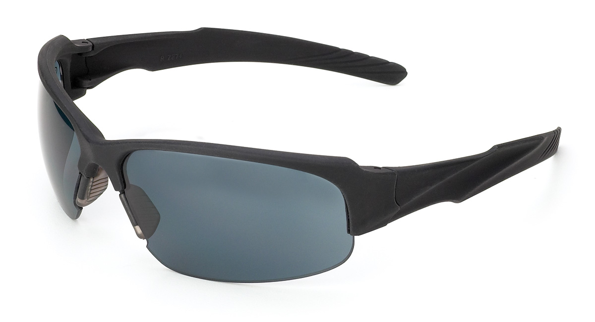 2188-GMG Eye Protection Universal mounted glasses Mod. “MATRIX”. Glasses with a gray eyepiece, flexible temples and a soft, non-slip rubber nose bridge. Without metallic elements (Metal free).