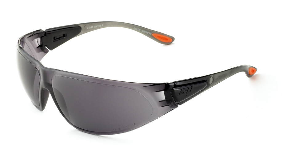 2188-GRG Eye Protection Universal mounted glasses Mod. “RUNNER”. Gray eye glasses with adjustable temples for length.