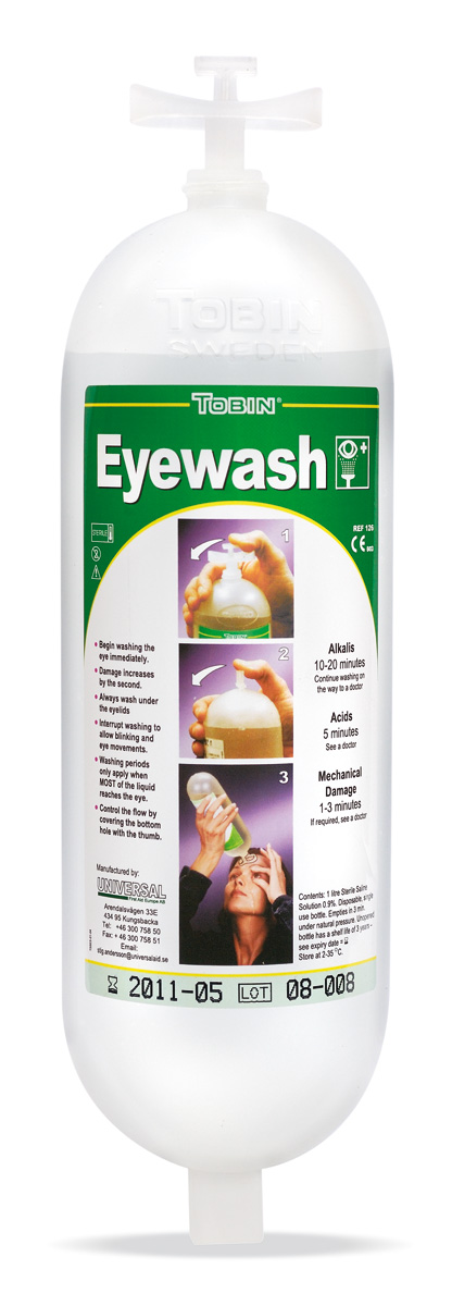 2388-L126 Otros artículos de protección Lava-ojos botella de repuesto de 1 litro para estaciones  lavaojos. (pack 2 unidades). Tobin Eyewash.
