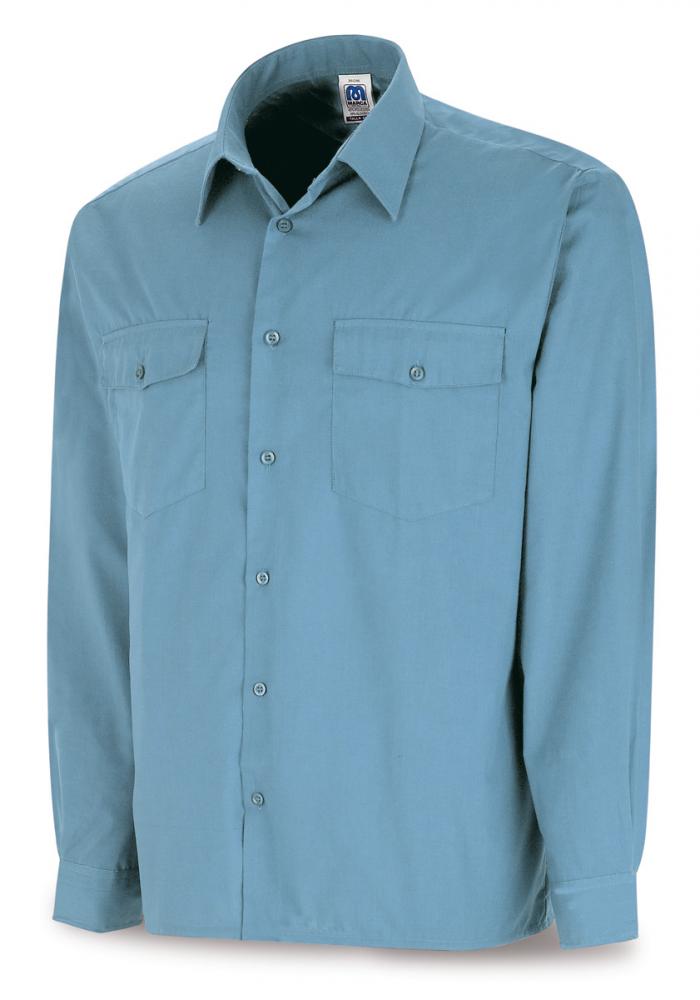 388-CCML Vestuario Laboral Camisas Camisa azul celeste poliéster/algodón 95 gr. Marga larga
