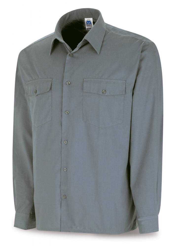 388-CGML Vestuario Laboral Camisas Camisa gris poliéster/algodón 95 gr. Marga larga