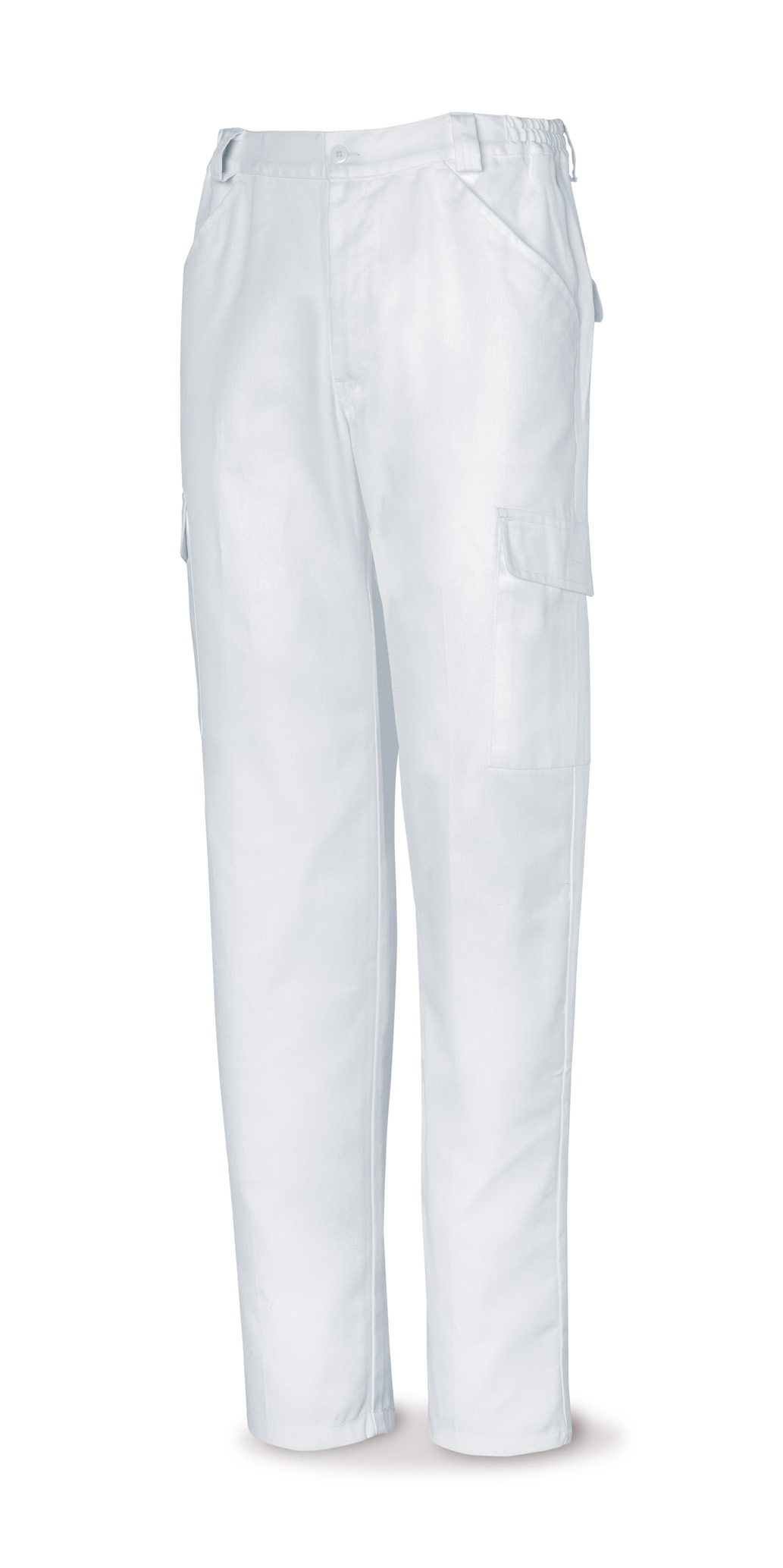 388-PB Vestuario Laboral Serie Básica Pantalón blanco poliéster/algodón 200 g. Multibolsillos.