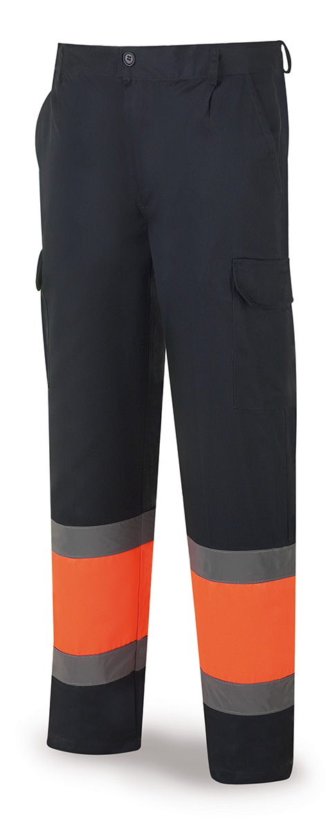 388-PFN/A High visibility Overalls Tergal pants. Orange/blue.
