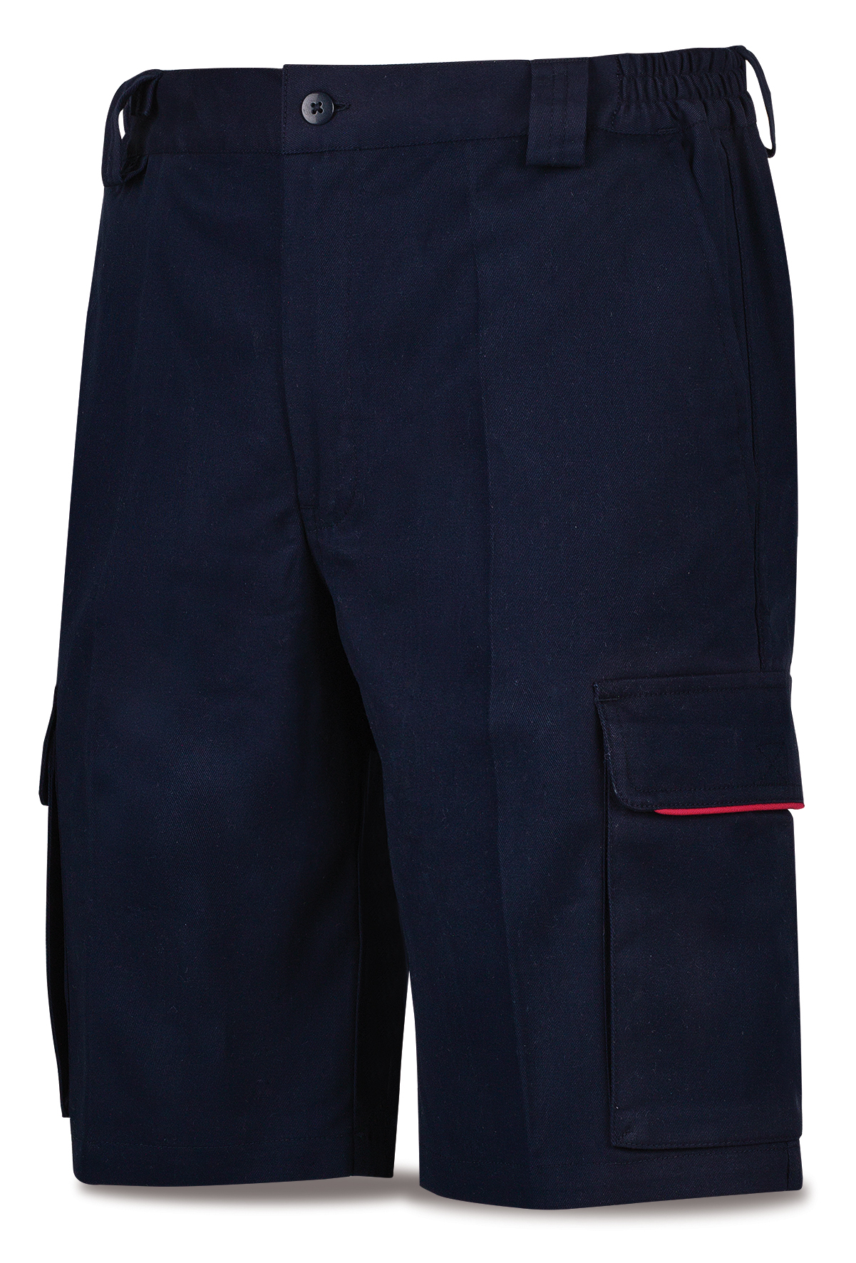 588SBSAMR Vetements de travail laboral       Série Casual Basic STRETCH Bermuda shorts navy blue/red cotton 240 gr.