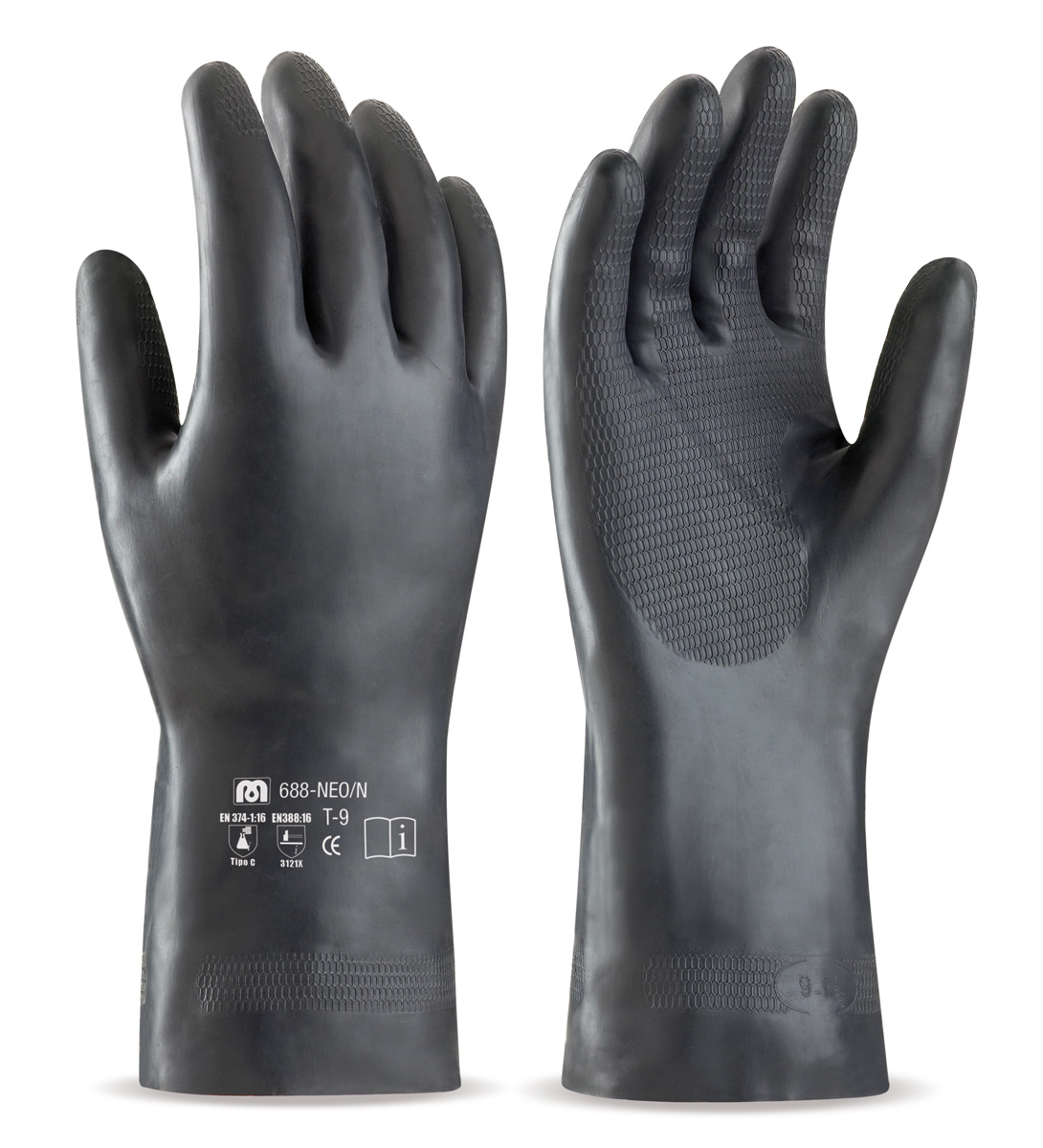 688-NEO/N Work Gloves Neoprene Black neoprene glove for mechanical and chemical hazards