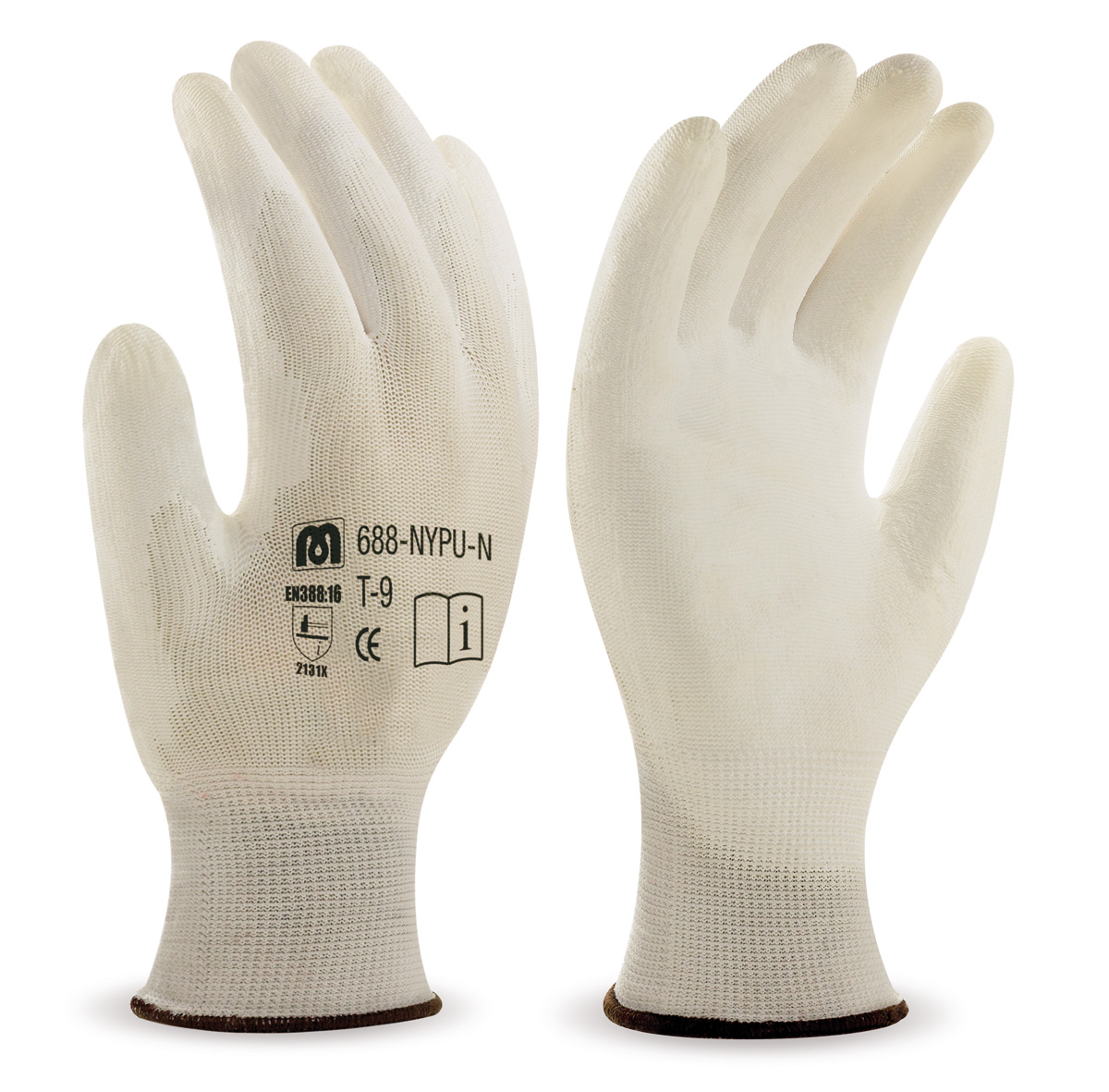 688-NYPU/N Work Gloves Nylon Seamless polyester glove with polyurethane-coated palm and fingers