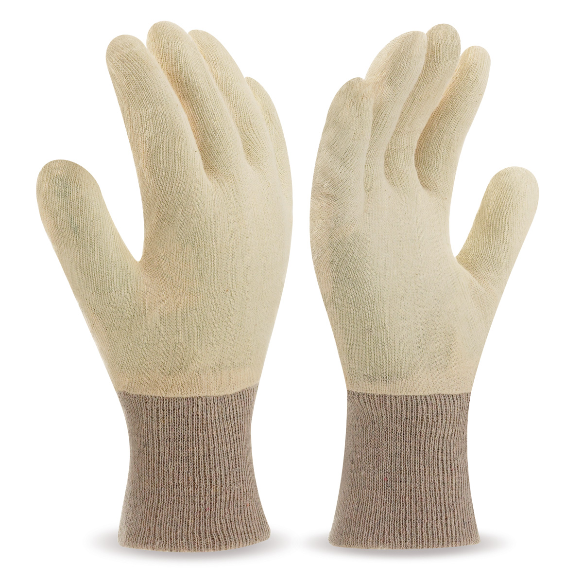 688-PF Work Gloves Cotton Raw colour knitted cotton glove and elastic cuff.