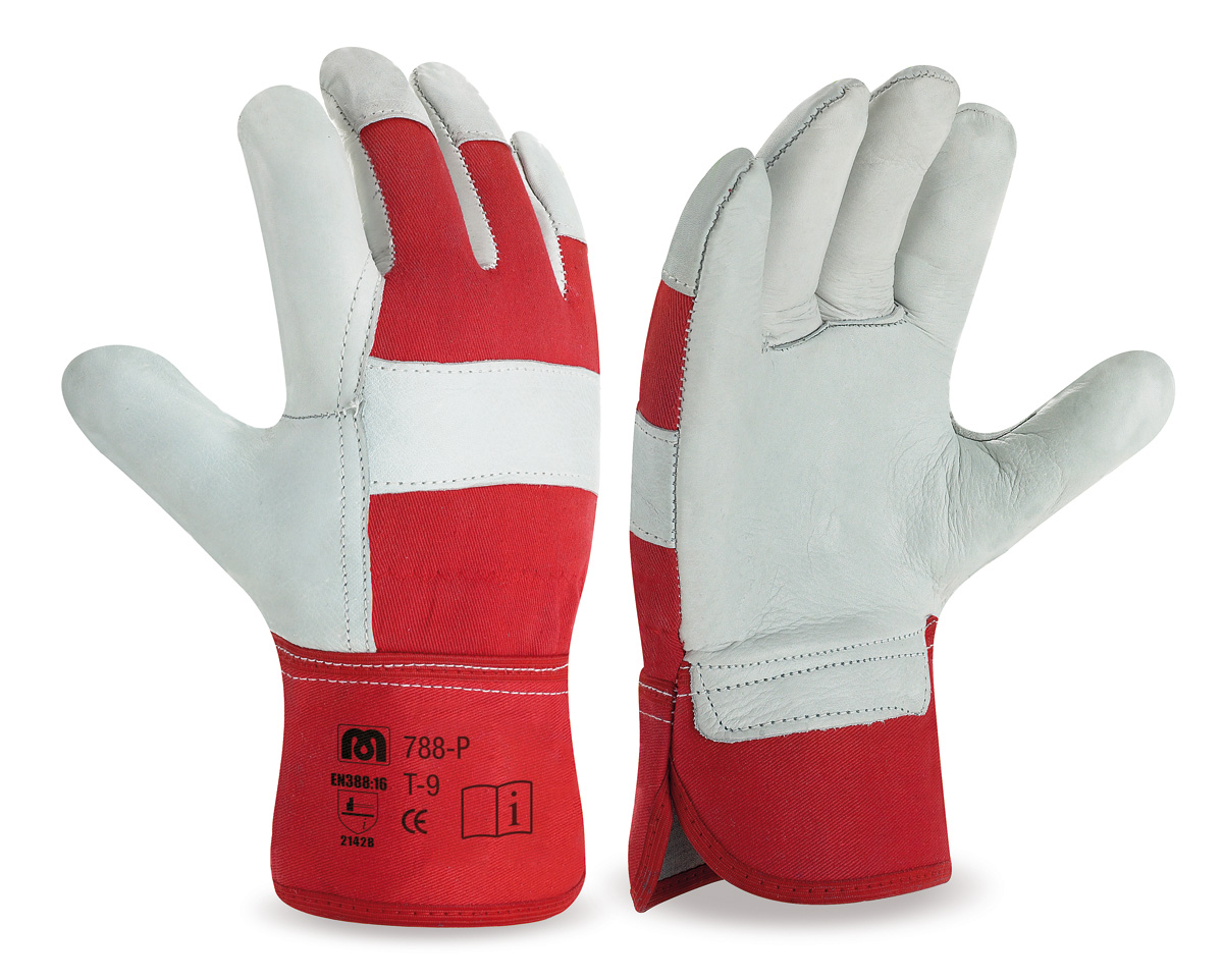 788-P Work Gloves American Leather and Canvas Glove made of premium saddle grain leather and canvas. Rigid sleeve.