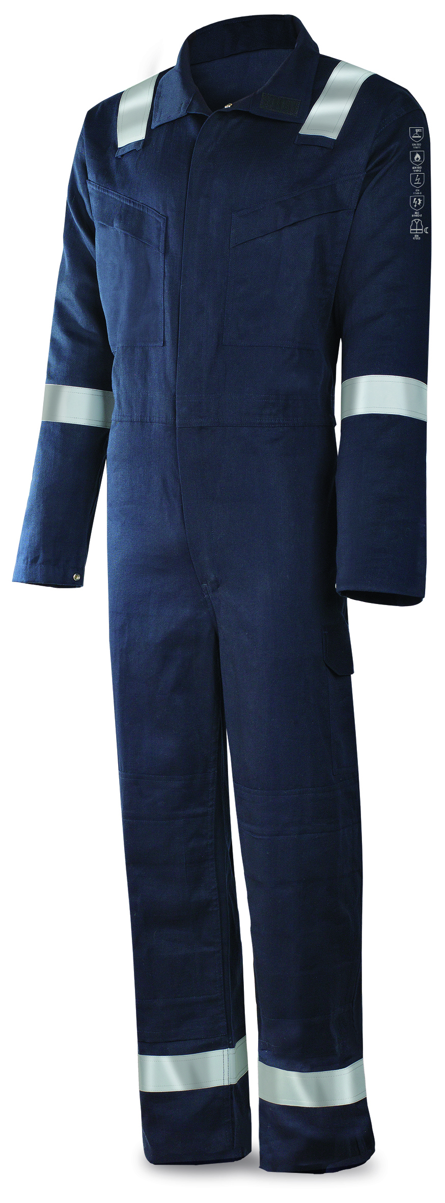 988BIRAM Fireproofing and Anti-static  Fireproofing and Anti-static  FIREPROOF and ANTISTATIC jumpsuit with reflective tapes. Cotton 220 gr.