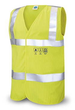 988-VFYIA High visibility Jackets Fluorescent yellow flameproof and anti-static vest with retro-reflective bands.